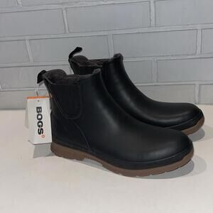 Bogs Amanda Plush II  Womens Black Faux Fur-13F Pull On Chelsea Boots Size 11